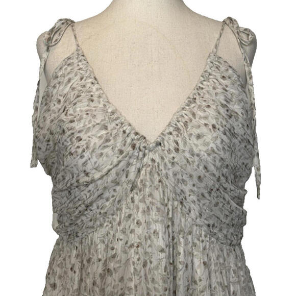 Storia Floral Fairy V Neck Tiered Ruffle Maxi Dress Size L Romantic Cottagecore - Picture 2 of 9